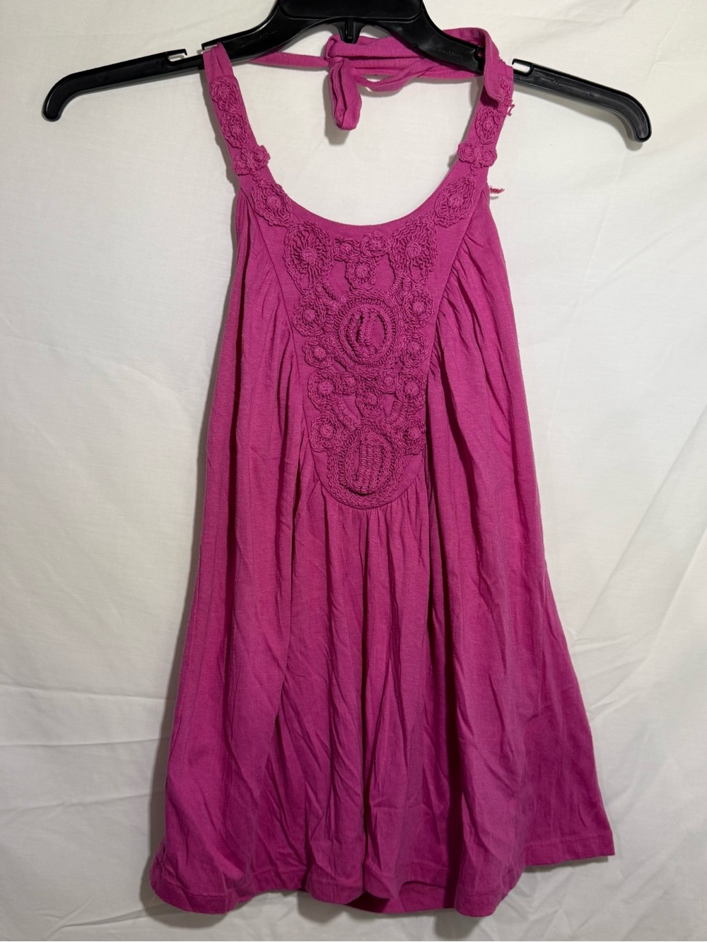 Y2K Derek Heart Fuchsia Halter Tank with Crochet Front Size Medium (Jrs)